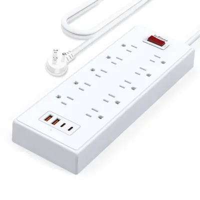 Power Strip, Surge Protector with 10 Outlets and 4 USB Ports(2 USB C), 5 Feet Extension Cord (1625W/13A),14 in 1 Power Strip,...