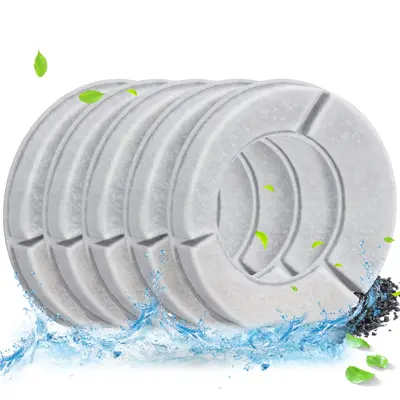 5PCS Replacement Filters for 3L/101oz, 4L/135oz, 5.5L/186oz and 6.5L/1.6 Gallon Dog Water Bowl