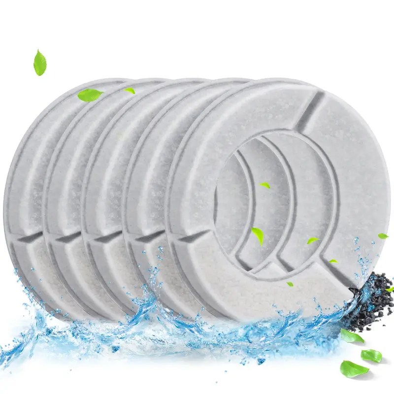 5PCS Replacement Filters for 3L/101oz, 4L/135oz, 5.5L/186oz and 6.5L/1.6 Gallon Dog Water Bowl