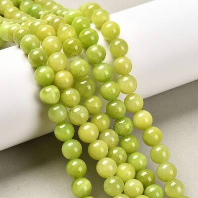 Natural Dyed Yellow Jade Gemstone Bead Strands