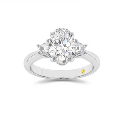 Nova Three Stone Oval Lab Grown Diamond Engagement Ring | 14K White Gold 2 1/3 CT. TW.
