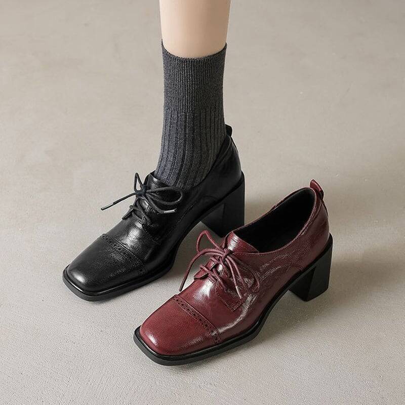 CHIKO Beltran Square Toe Block Heels Oxfords Shoes