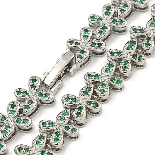 Rack Plating Brass Pave Cubic Zirconia Butterfly Link Necklaces