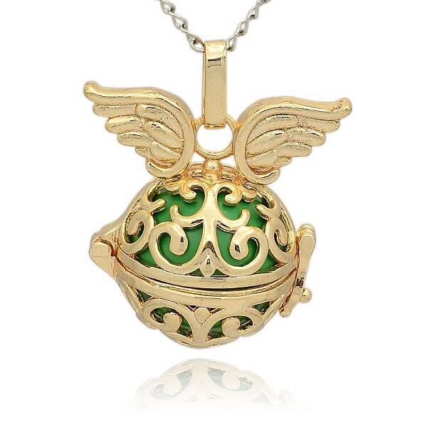 Golden Tone Brass Hollow Round Cage Pendants