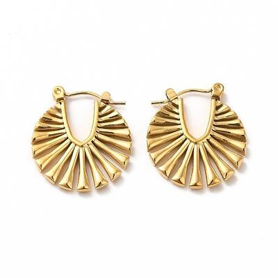 Ion Plating(IP) 304 Stainless Steel Hollow Out Flat Round Hoop Earrings for Women