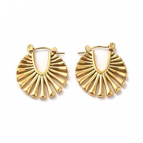 Ion Plating(IP) 304 Stainless Steel Hollow Out Flat Round Hoop Earrings for Women