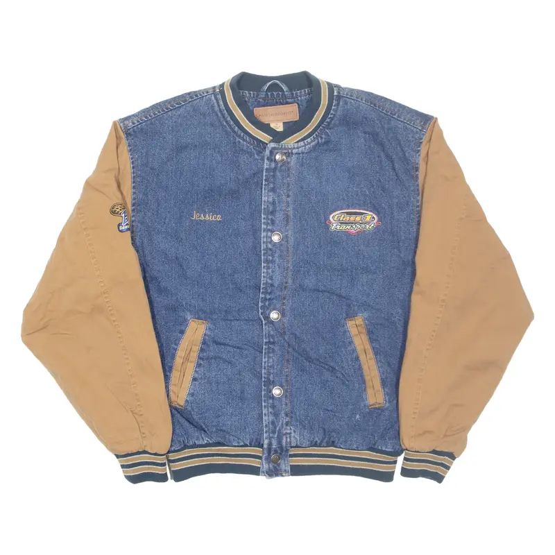 PORT AUTHORITY Beaver Springs Race Track Mens Bomber Jacket Blue S
