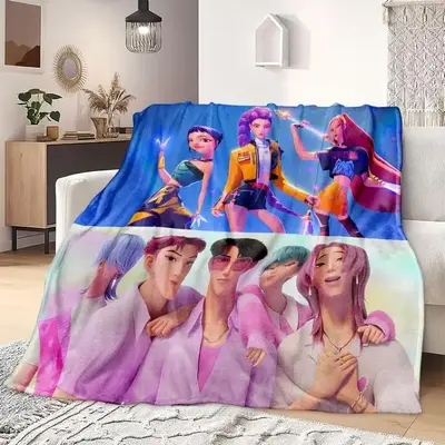 K-Pop Demon Hunter Anime Blanket, Soft Flannel Throw For Bed Sofa Camping Office, Perfect Gift For Fans & Manga Lovers, Man W...