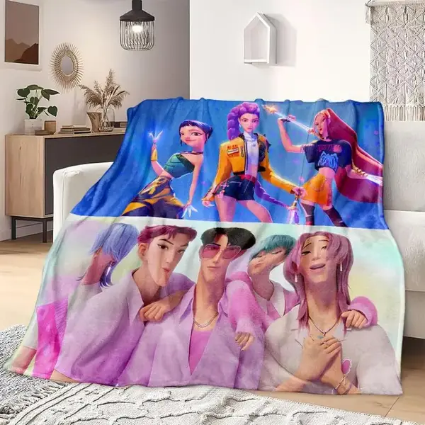 K-Pop Demon Hunter Anime Blanket, Soft Flannel Throw For Bed Sofa Camping Office, Perfect Gift For Fans & Manga Lovers, Man W...