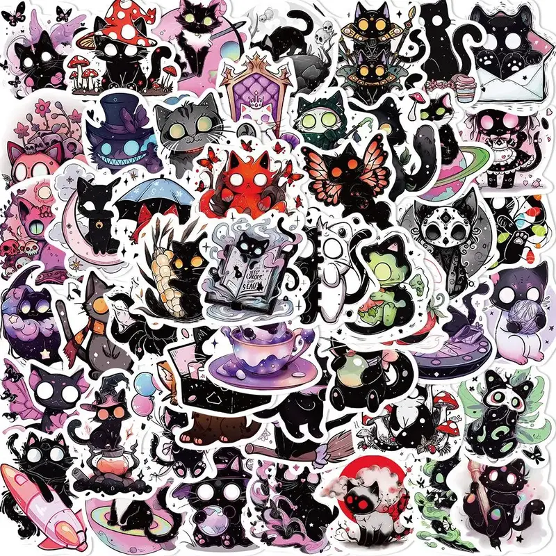 Cartoon Black Panicked Cat Pattern Graffiti Car Sticker, Multi-purpose Car Decal Sticker, Decorative Sticker for DIY Luggage ...