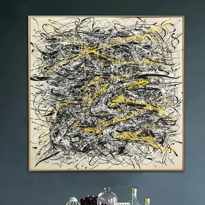 Abstract Canvas Painting Black and White Abstract Painting Abstract Canvas Art Large Canvas | INTERTWINING FATE