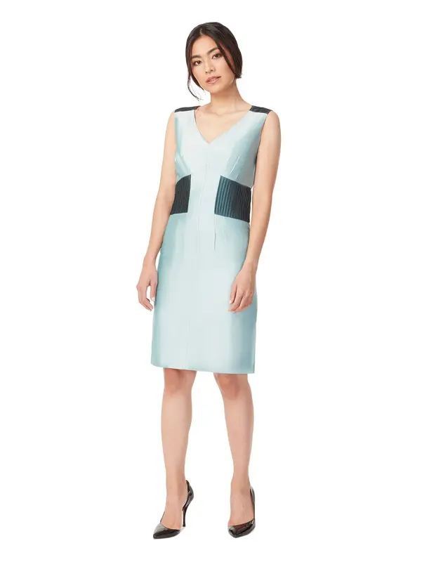 SCEPTRE | Pin-Tuck Waist Silk Dress | Color: Aqua | Size: 14