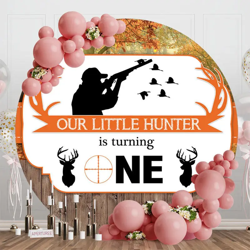 Hunter Autumn Tree Wood Round 1st Birthday Backdrop - Aperturee