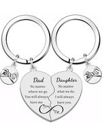 Personalized Letter Pattern Heart Splicing Design Stainless Steel Keychain, Cute Keychain for Dad & Daughter, Personalized He...