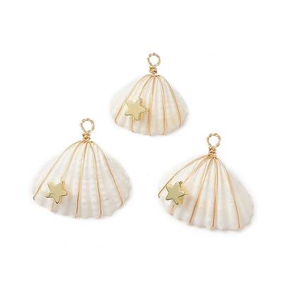 Natural Spiral Shell Copper Wire Wrapped Pendants