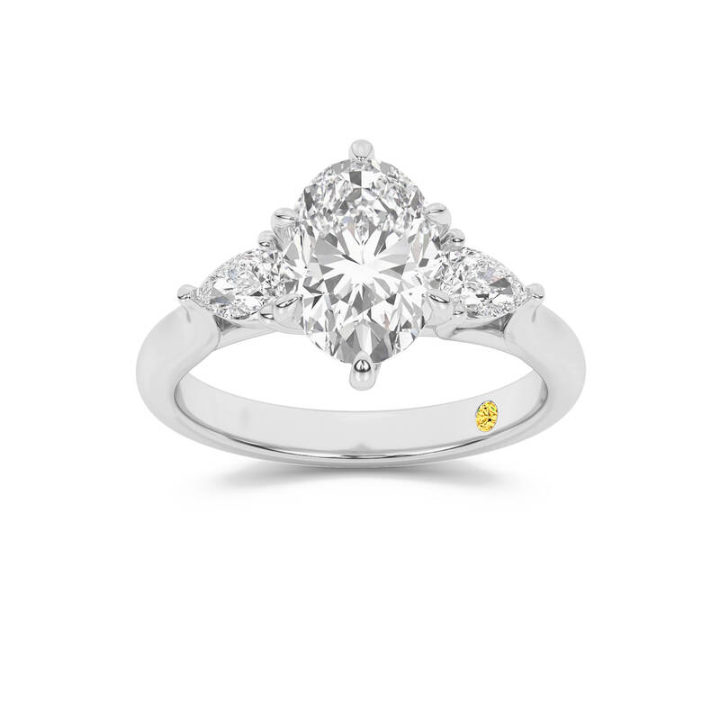 Lumina Three Stone Oval Lab Grown Diamond Engagement Ring | 14K White Gold 2 1/2 CT. TW.