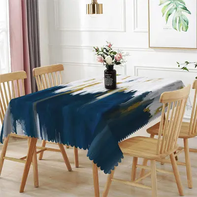 Blue White Painting Artistic Rectangle Tablecloth - Aperturee