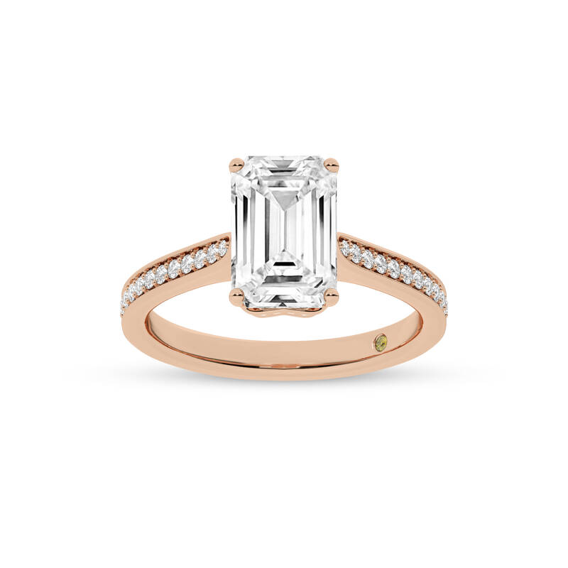 Taos Hidden Halo Emerald Cut Lab Grown Diamond Engagement Ring | 10K Rose Gold 4 1/3 CT. TW.