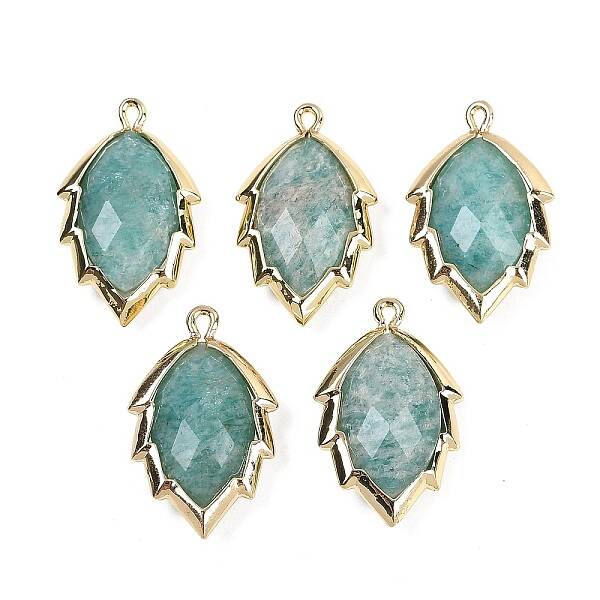 Natural Amazonite Faceted Leaf Pendants