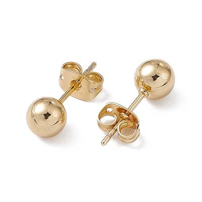 Rack Plating Brass Round Ball Stud Earrings for Women
