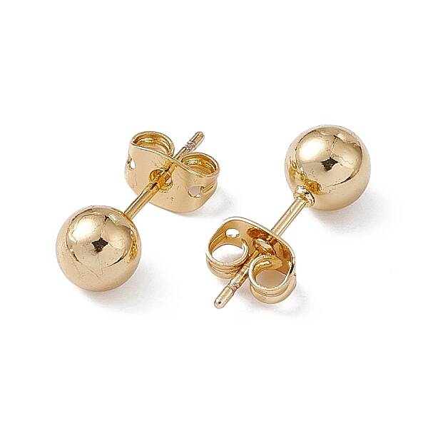 Rack Plating Brass Round Ball Stud Earrings for Women