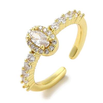 Rack Plating Brass Micro Pave Cubic Zirconia Cuff Rings