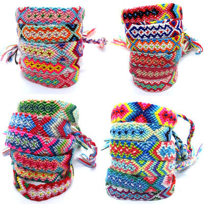 Cotton Braided Rhombus Pattern Cord Bracelet