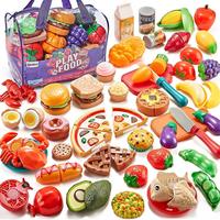 Pretend Play Kitchen Food Toy, 78pcs/set Simulation Food & Cutting Fruit & Vegetable Toy, Kitchen Accessories, Kitchen Preten...