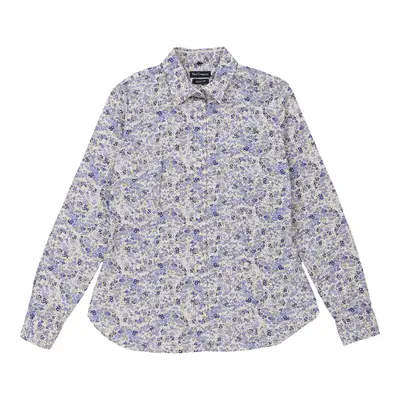 Best Company Floral Patterned Shirt - Large Blue Cotton