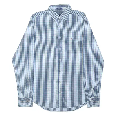 GANT Slim Fit Mens Shirt Blue Plaid Long Sleeve M