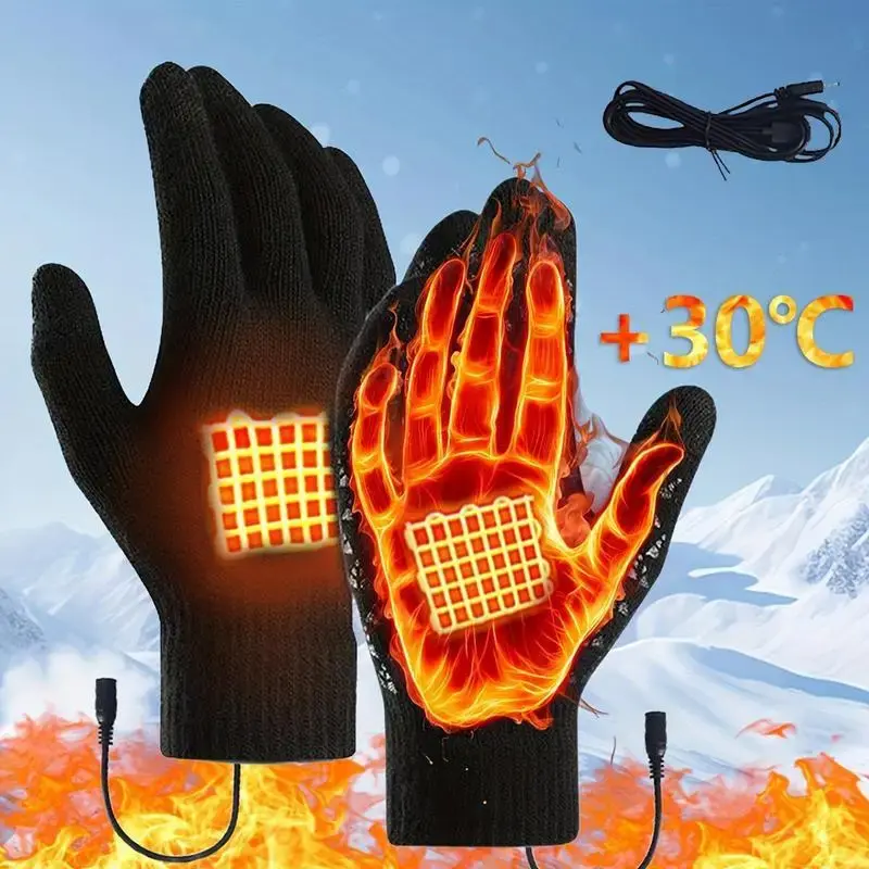 USB Rechargeable Heated Gloves, 1 Pair Electrically Heated Riding Gloves with Touch Screen Compatibility, Sports Gloves for M...