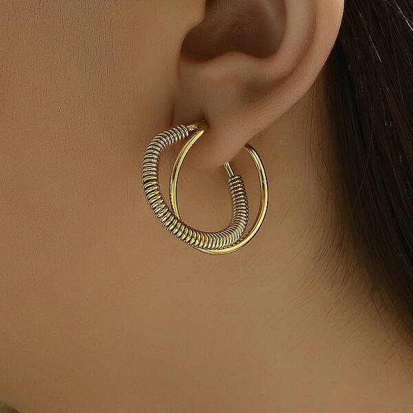 Fashionable Double Layer Twisted Stainless Steel Stud Earrings
