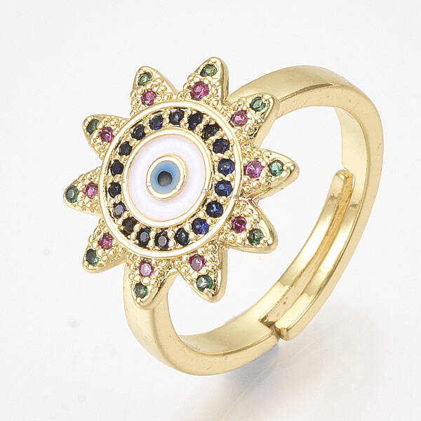 Adjustable Brass Micro Pave Cubic Zirconia Finger Rings