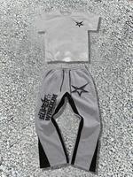 Two-Piece Set Men's Star Print Tee & Sweatpants, Regular Fit Casual Fashion Cozy Breathable for Daily Wear, Men's Clothes for...