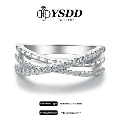【#331 Infinity】Pave Criss Cross Synthetic Moissanite Wedding Ring in 925 Sterling Silver