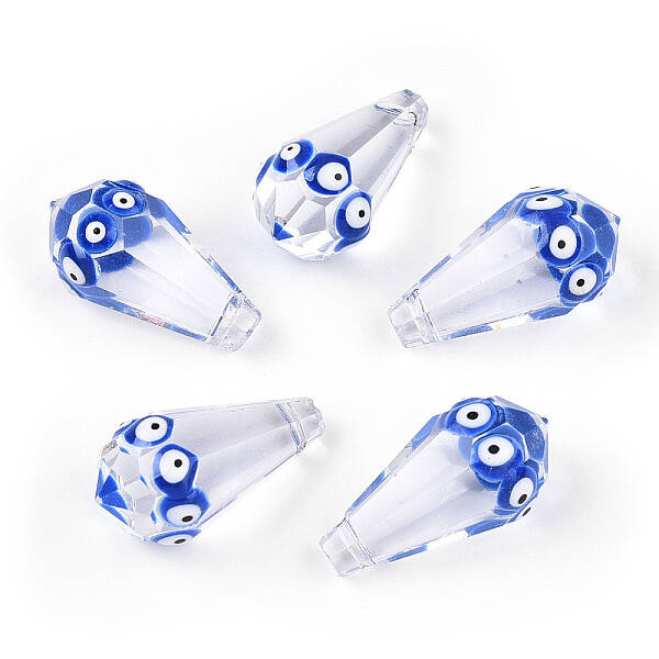 Transparent Glass with Enamel Evil Eye Beads