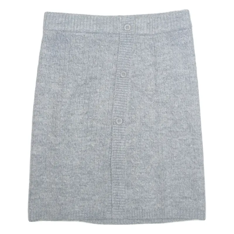 BENETTON Girls Straight Skirt Grey Knee Length 12-13Y