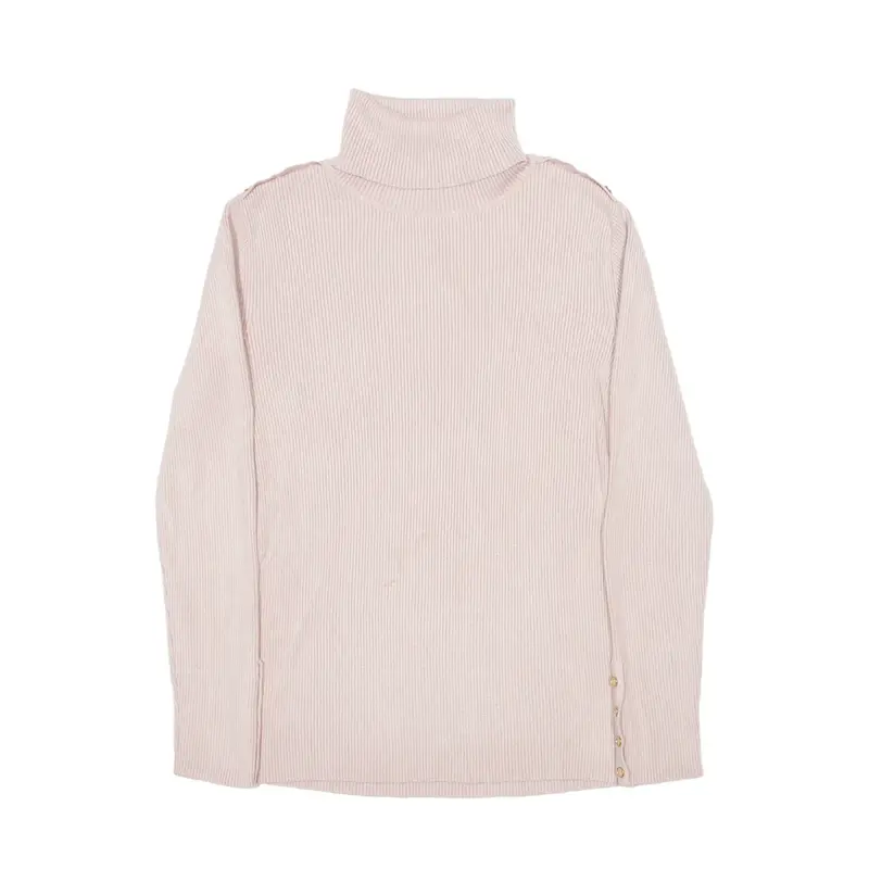 CALVIN KLEIN Super Stretch Jumper Pink Tight Knit Roll Neck Womens S