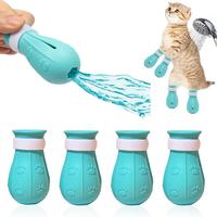 Adjustable Cat Bath Shoes, 4 Counts/box Silicone Cat Bath Shoes, Pet Paw Protector, Pet Grooming Supplies for Dogs & Cats, Ch...