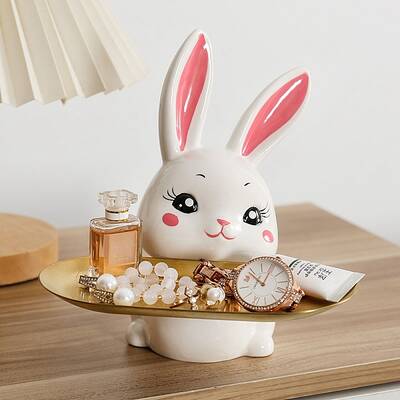 Ceramic Rabbit Tray Figurines
