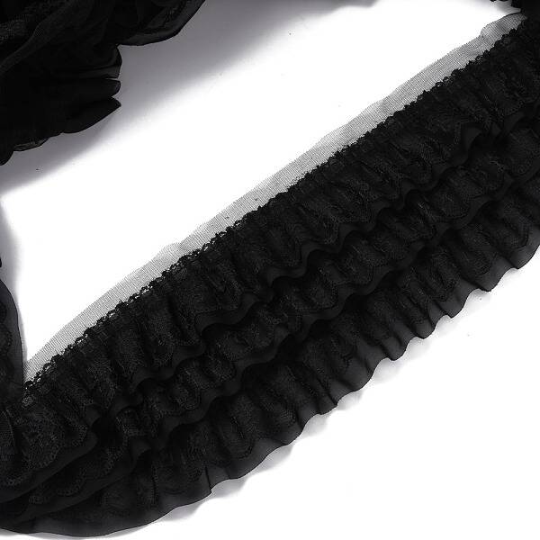 3-Layer Pleated Chiffon Flower Lace Trim