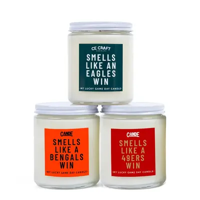 Smells Like a Football Win Scented Candle - 8oz and  16 oz Eco-Friendly Soy Wax House Candle for Game Day Decor & Gift - Long...