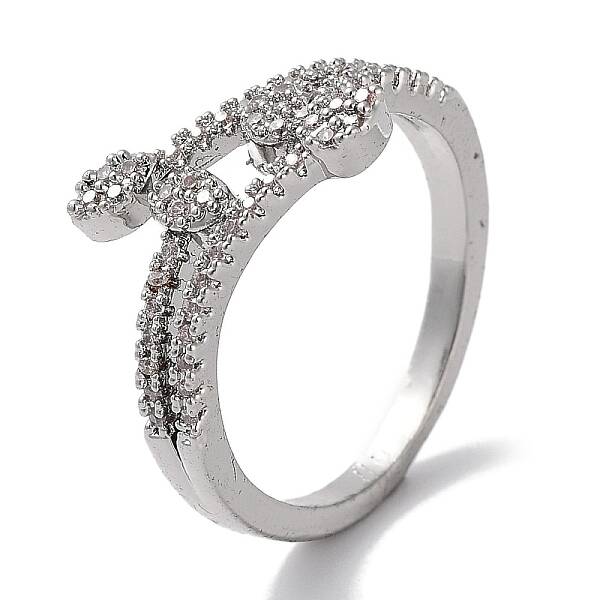 Brass Micro Pave Cubic Zirconia Cuff Rings