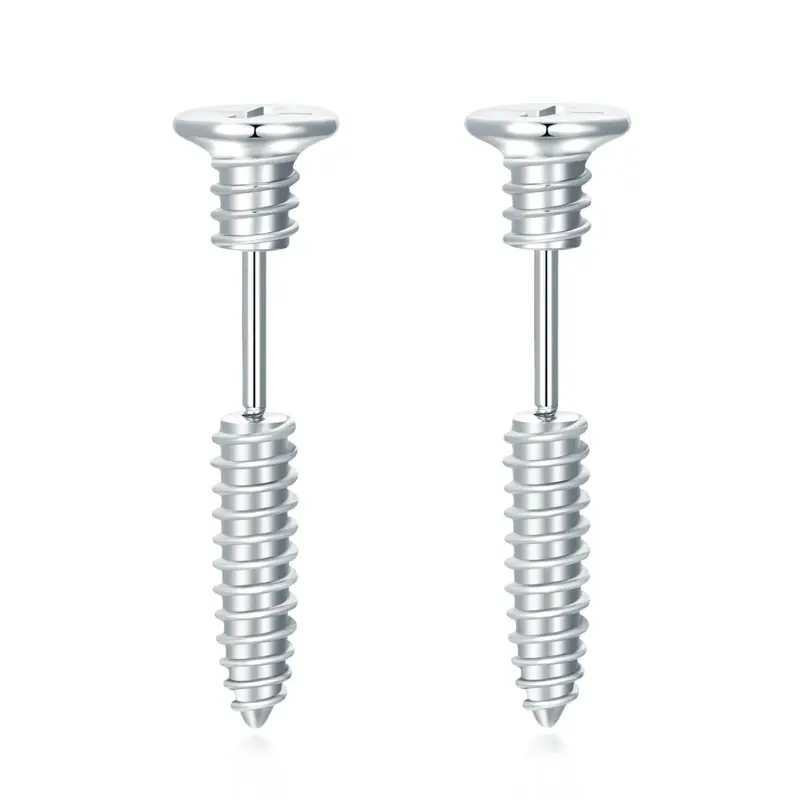 Sterling Silver Screws Stud Earrings