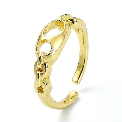 Brass with Cubic Zirconia Open Cuff Ring