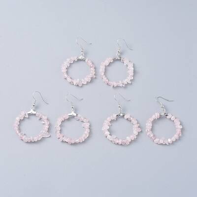 Natural Rose Quartz Dangle Earrings
