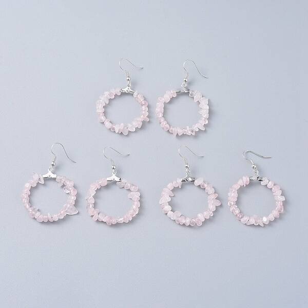 Natural Rose Quartz Dangle Earrings