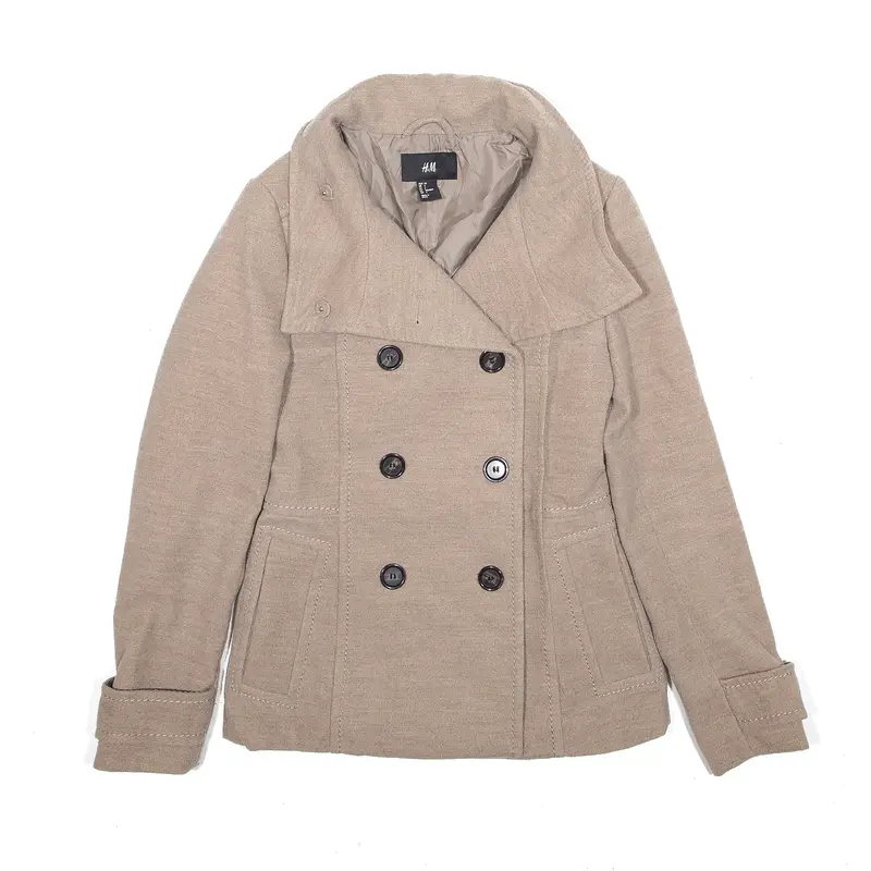 H&M Pea Coat Beige Womens S