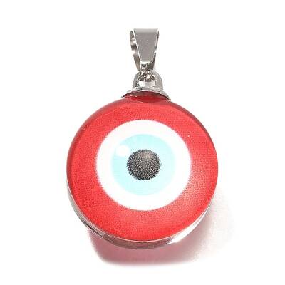 Flat Round 201 Stainless Steel Acrylic Pendants