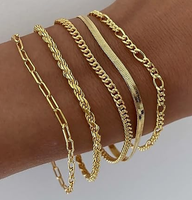 Tewiky Bracelets for Women , Jewelry Sets for Women Trendy Thin Dainty Stackable Cuban Link Paperclip Chain Bracelet Pack Fas...
